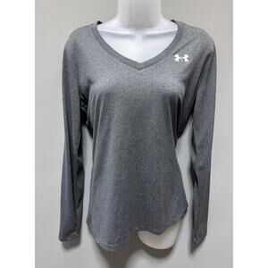 Under Armour UA Womens M Tech V-Neck L/S Tee Shirt Graphite